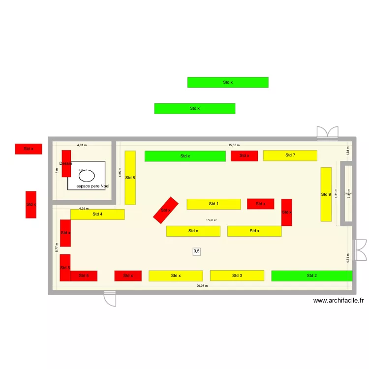 Marché de Noël 2026 salle. Plan de 3 Pièces et 198 m² Marché de Noël 2026 salle. Plan de 3 Pièces et 198 m²