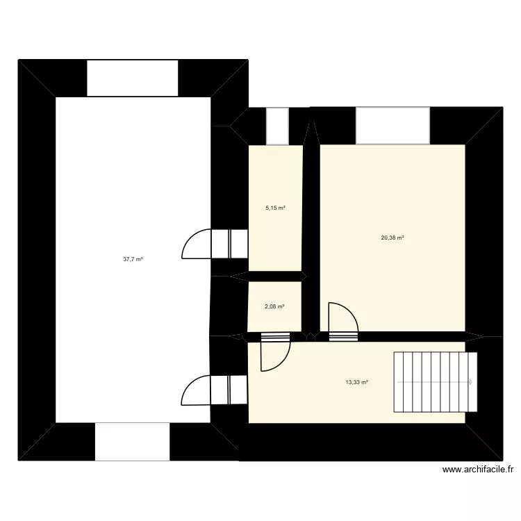 1er &eacute;tage. Plan de 5  et 79 m²