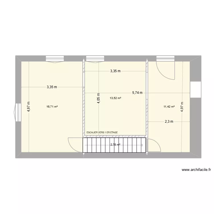 TREMEGE RDC 1. Plan de 4  et 44 m²