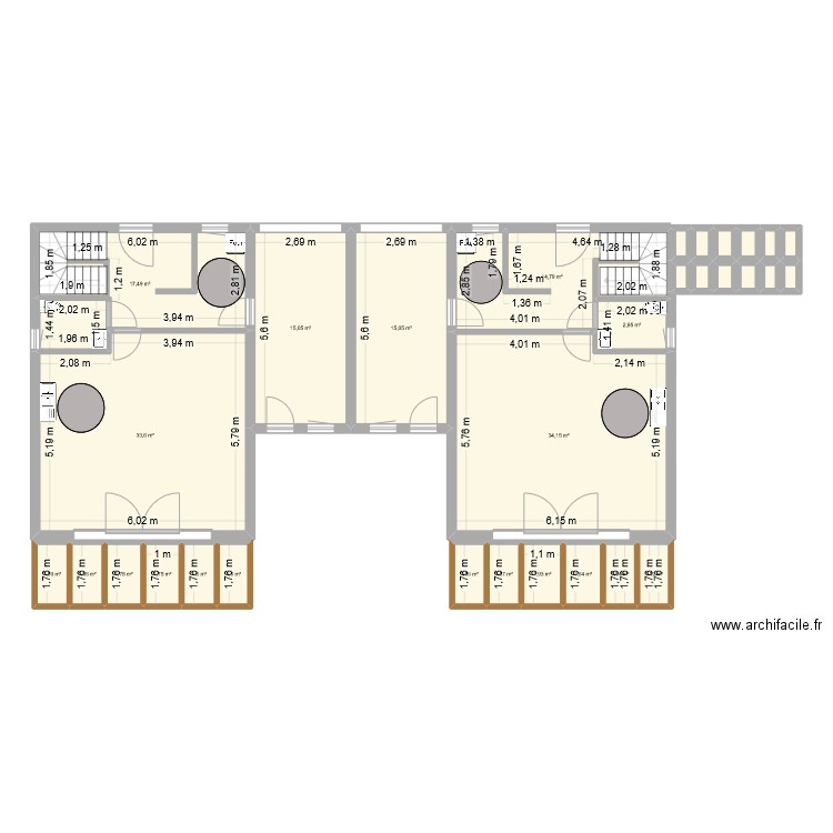 maison pancheri. Plan de 31 pièces et 156 m2