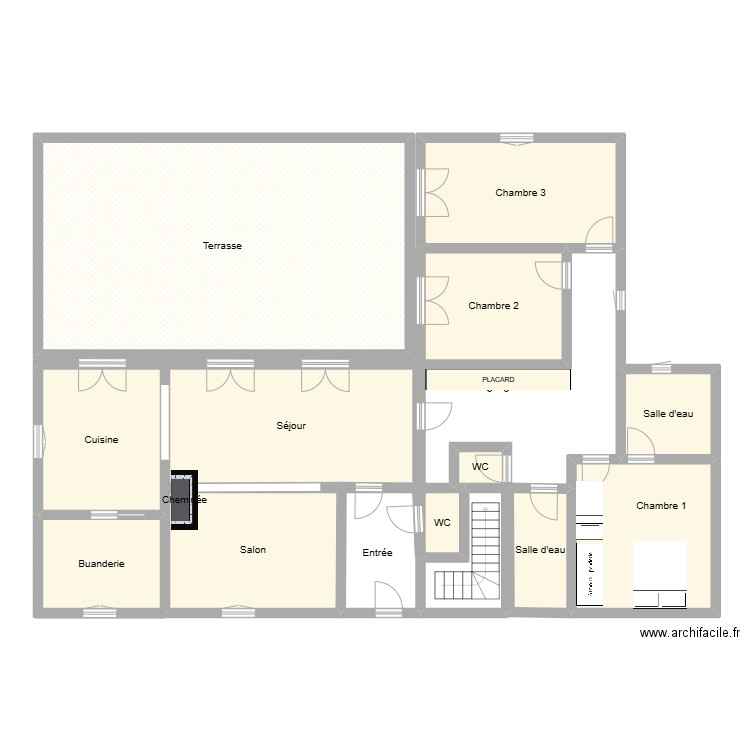 Maison étage. Plan de 11 pièces et 129 m2