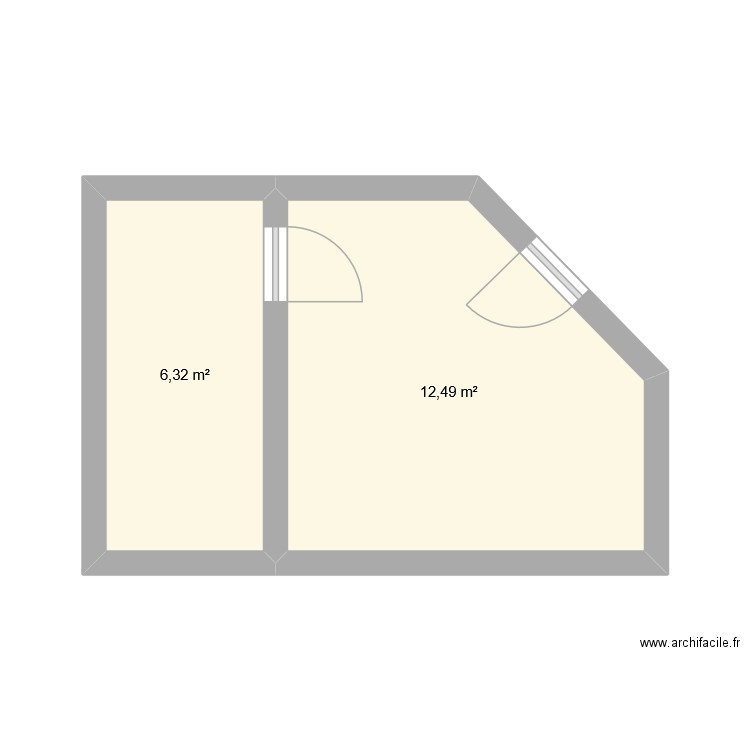 essai. Plan de 2 pièces et 19 m2
