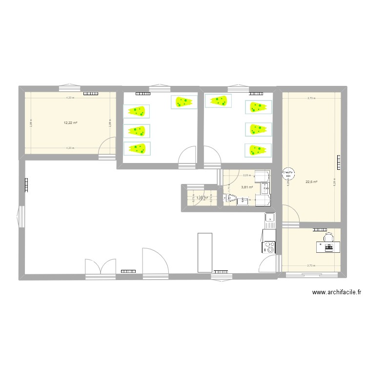 limoges. Plan de 4 pièces et 40 m2