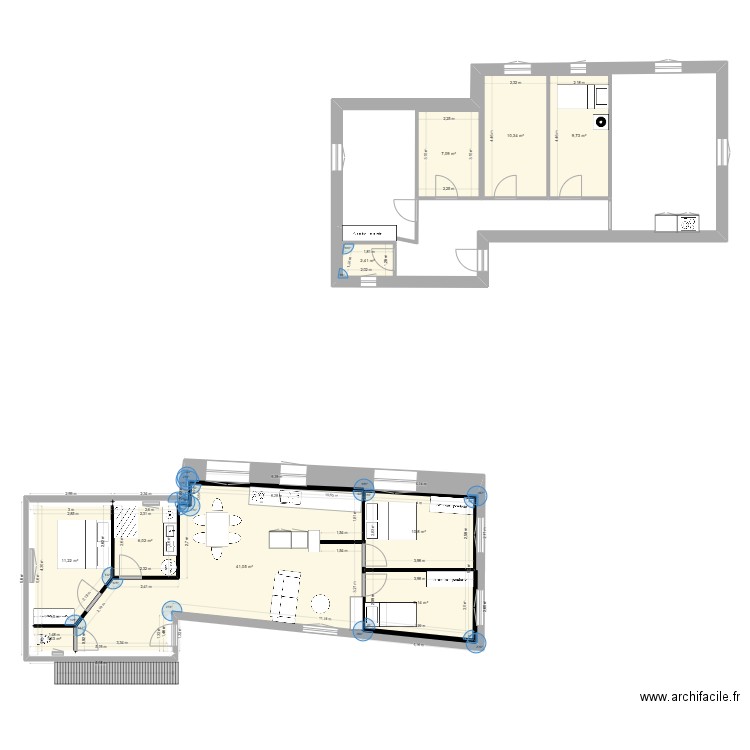 EXTENSION CHAPELLE DU BARD. Plan de 11 pièces et 109 m2