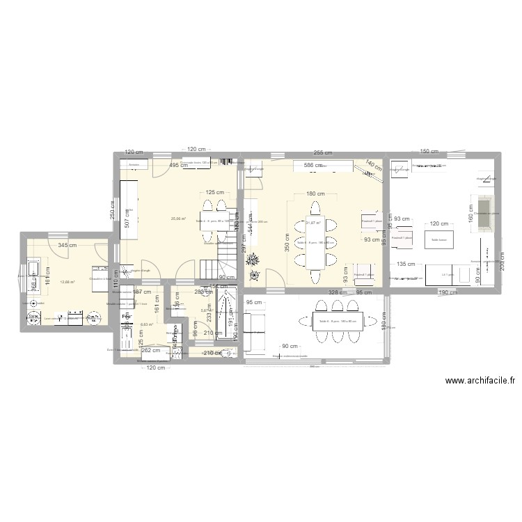 Maison Rez de chaussée (Aménagement). Plan de 6 pièces et 83 m2