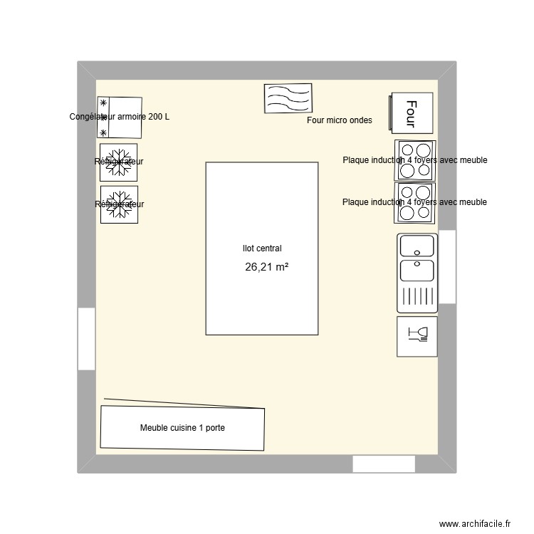 CUISINE. Plan de 1 pièce et 26 m2