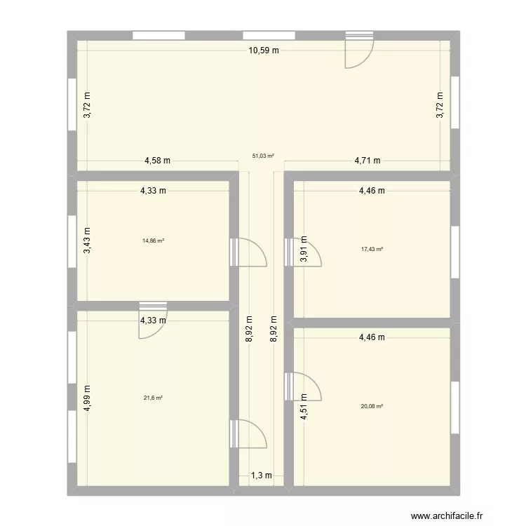Plan extension. Plan de 5  et 125 m²