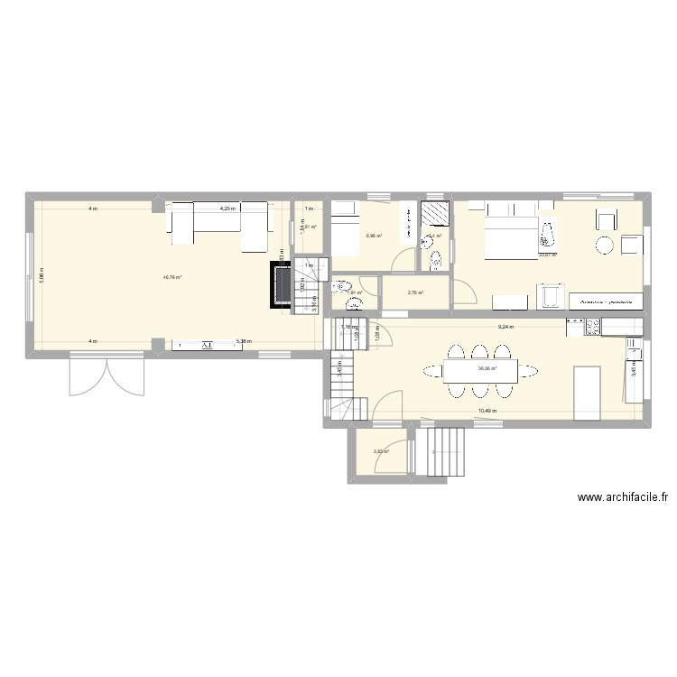 PLAN B. Plan de 9 pièces et 125 m2