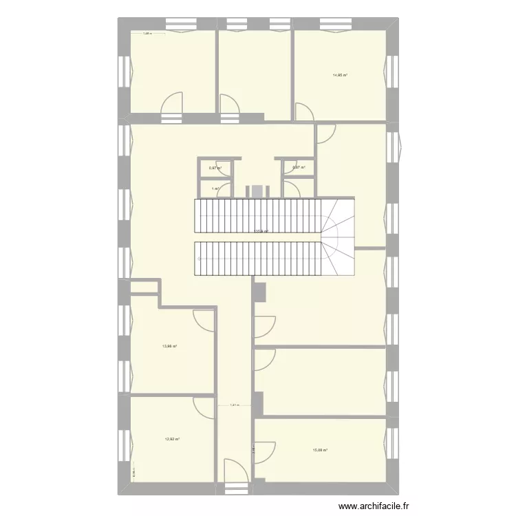 etage 1 dortoire final final sans mobilier. Plan de 8  et 196 m²