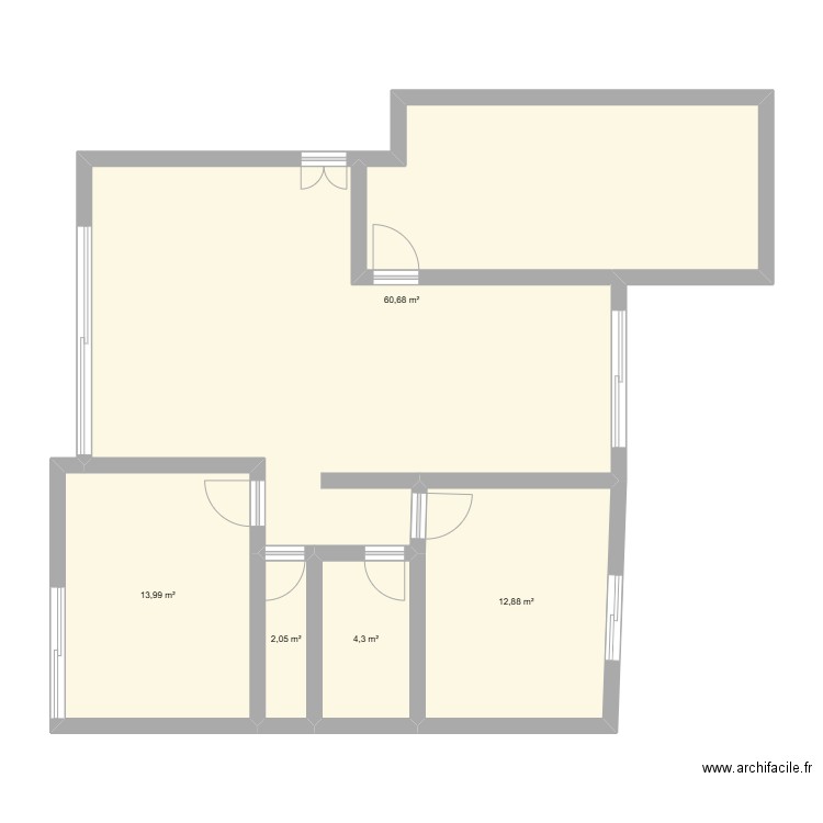 BUREAU 1ER. Plan de 5 pièces et 94 m2