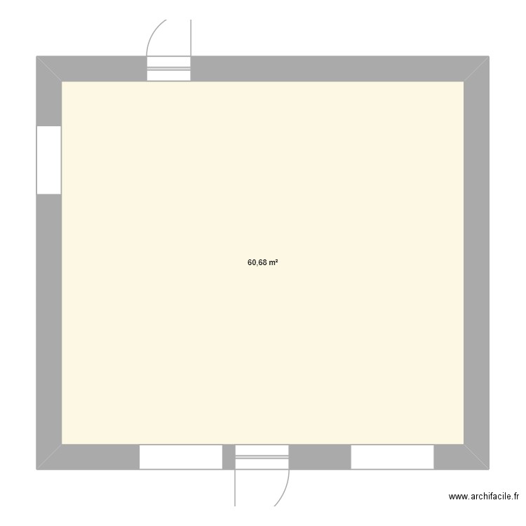 cab. Plan de 1 pièce et 61 m2
