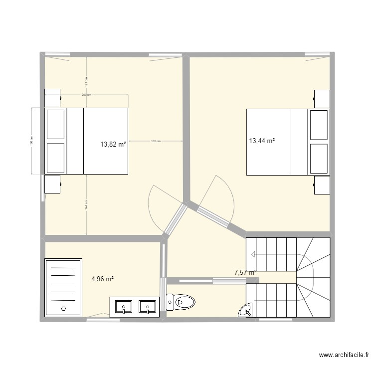 Etage 3. Plan de 4 pièces et 40 m2