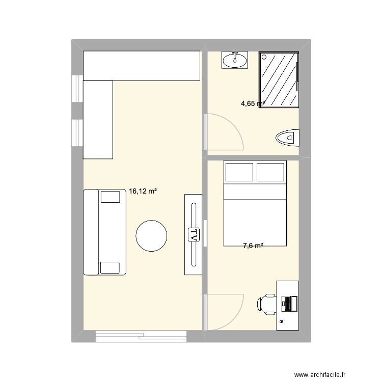 Raph Dussolier 1. Plan de 3 pièces et 28 m2