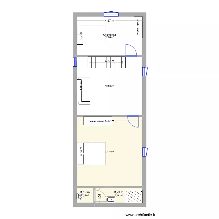 Location 1 1er &eacute;tageRENOVER. Plan de 5  et 58 m²