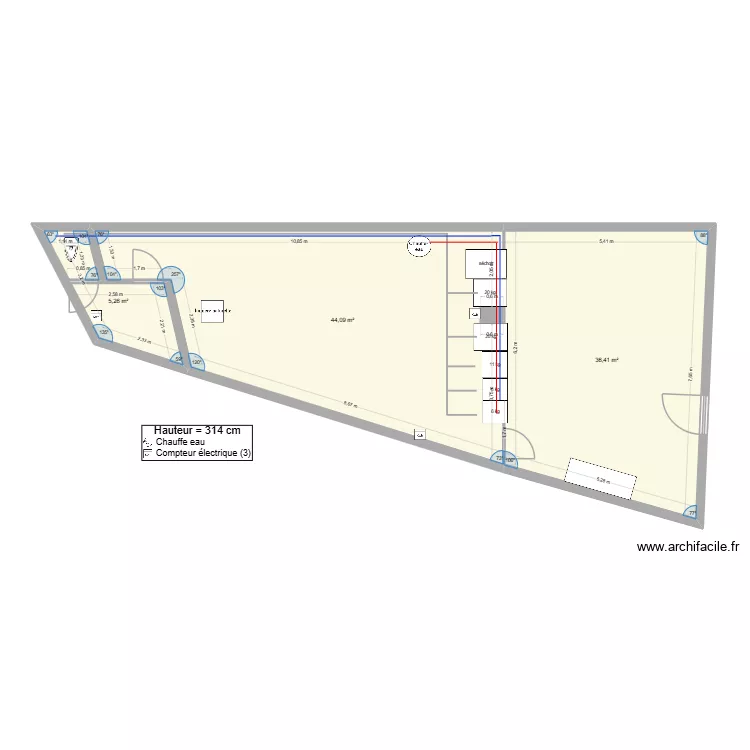 laverie merignac1. Plan de 3 pièces et 86 m²