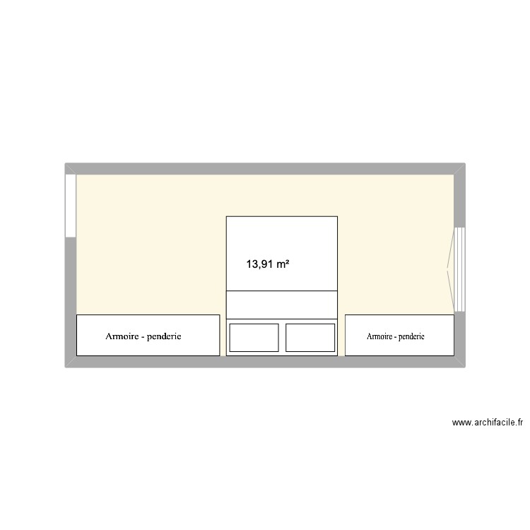 Chambre appart. Plan de 1 pièce et 14 m2