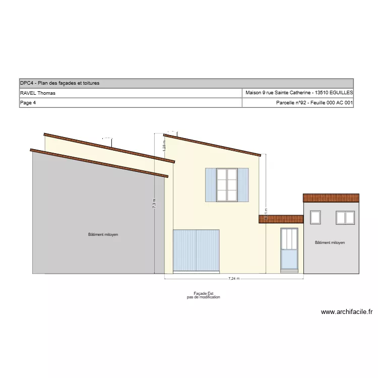 Fa&ccedil;ade Est. Plan de 