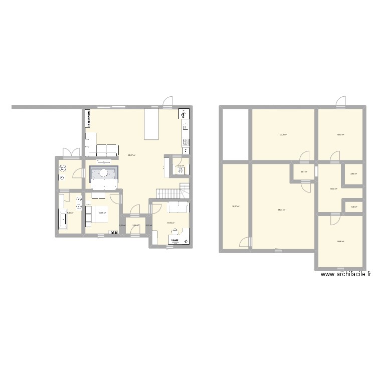 botinelly. Plan de 17 pièces et 229 m2