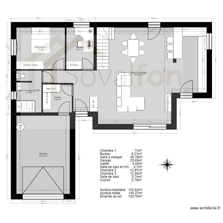 plan ryan . Plan de 10 pièces et 145 m2