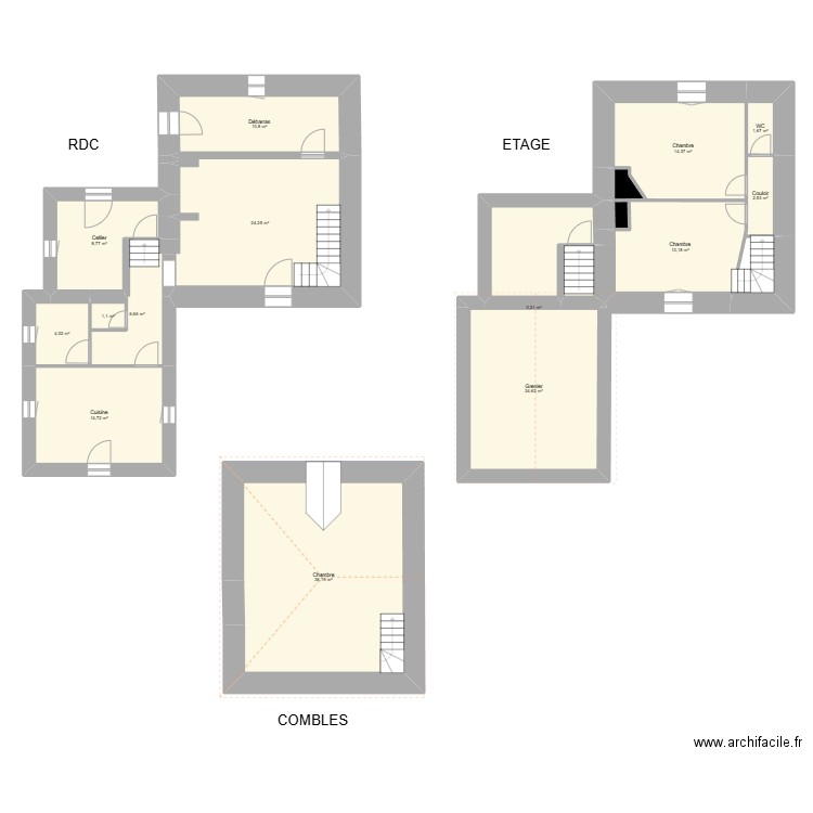 OUF ET LACROIX. Plan de 19 pièces et 177 m2