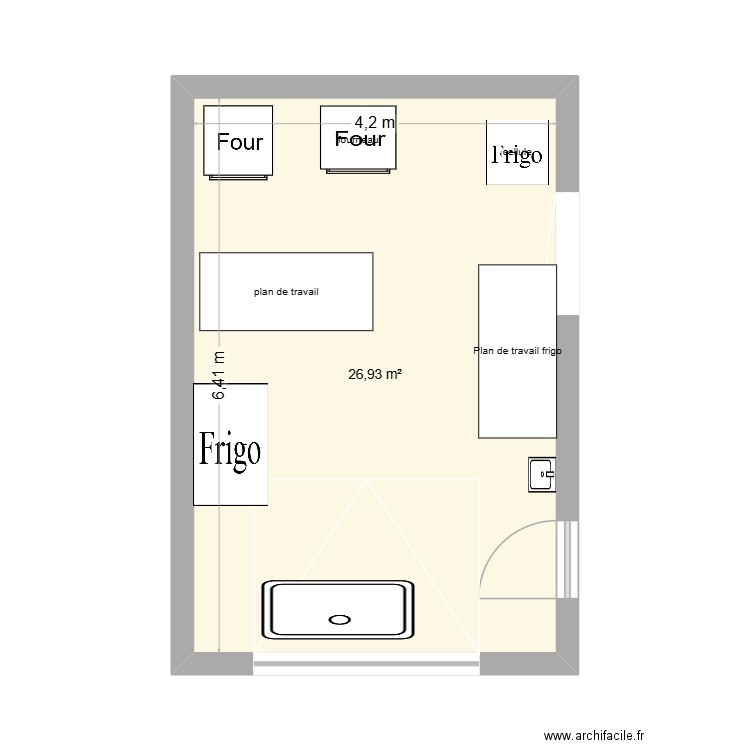 labo. Plan de 1 pièce et 27 m2