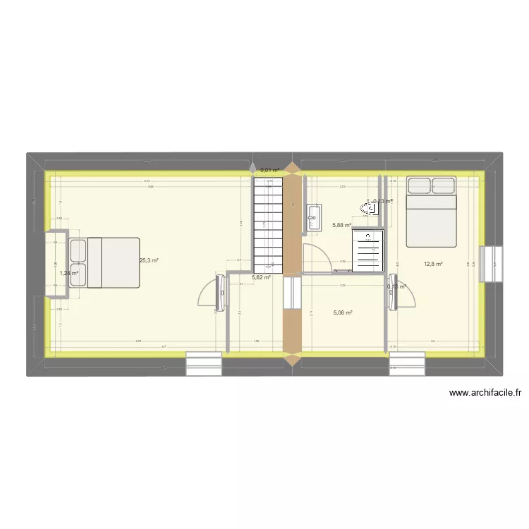SM etage. Plan de 9 Pièces et 56 m²