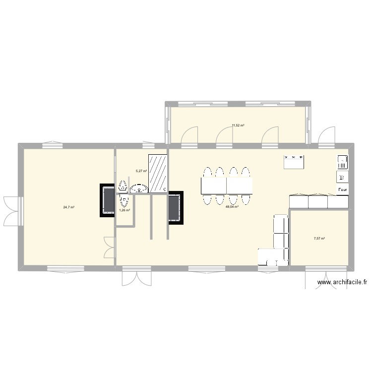 CTB. Plan de 6 pièces et 98 m2