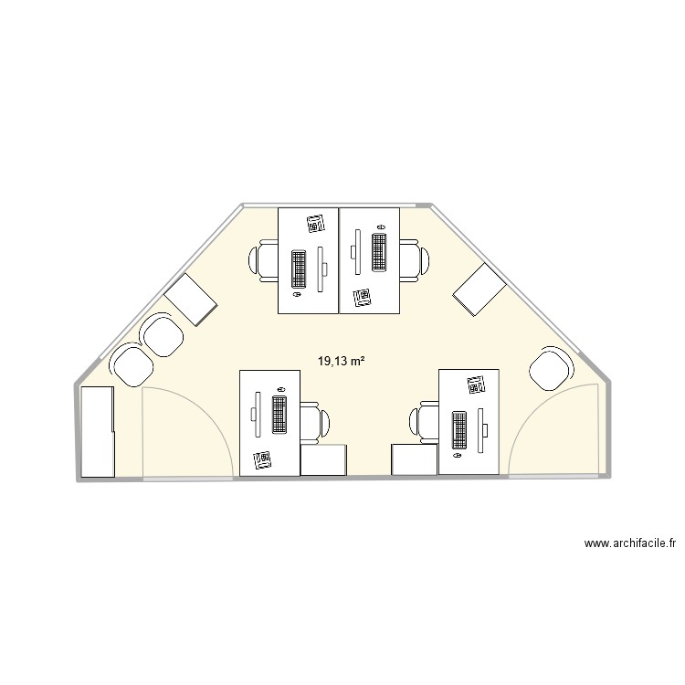 SECRETARIAT. Plan de 1 pièce et 19 m2