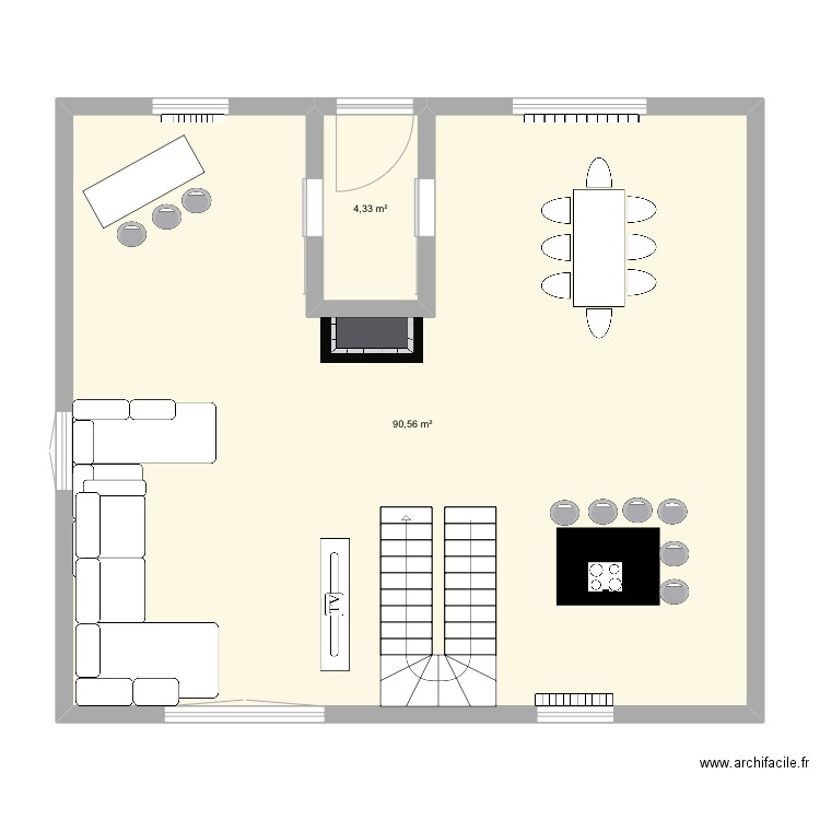 de dona. Plan de 2 pièces et 95 m2