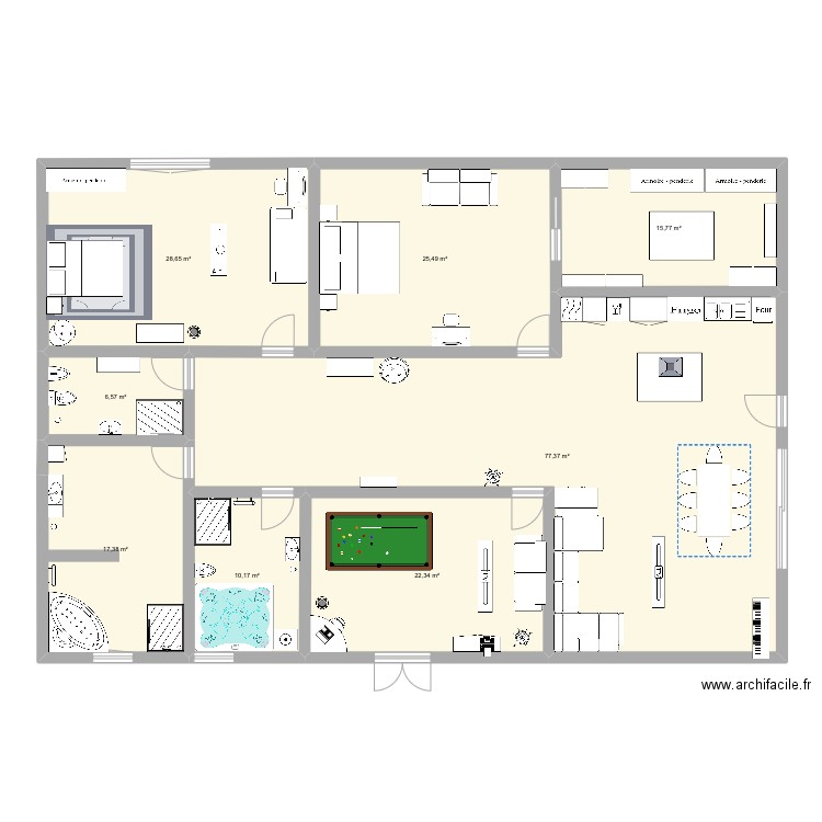 Gloria2. Plan de 8 pièces et 204 m2