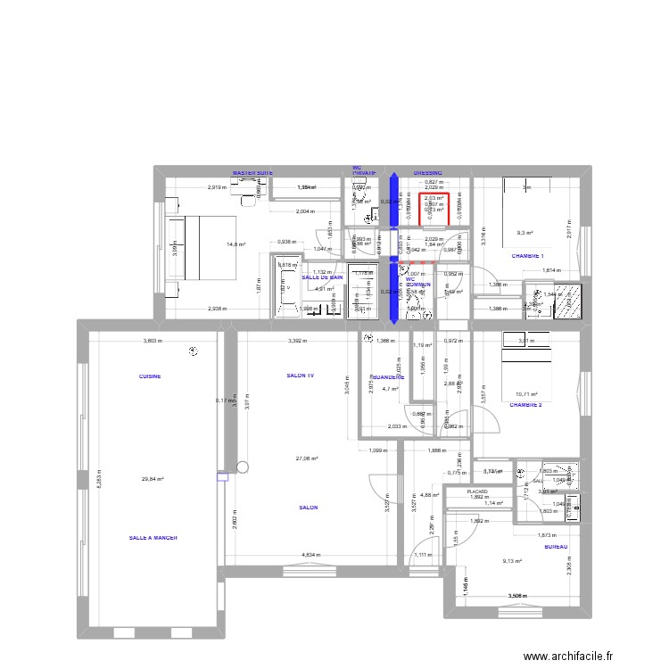 dernière BasCla 2. Plan de 26 pièces et 138 m2