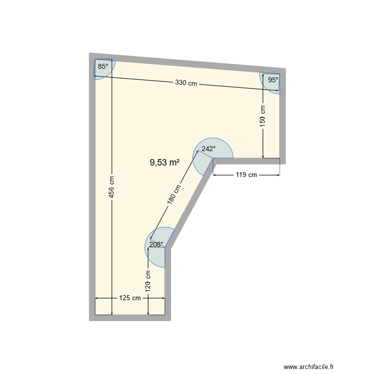 plateforme metalique. Plan de 1 pièce et 10 m2