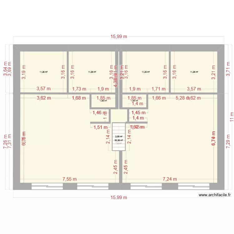 RC-Grange1. Plan de 15  et 228 m²