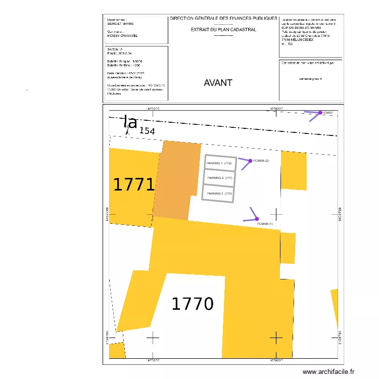 plan cadastral 1/200 avant. Plan de 