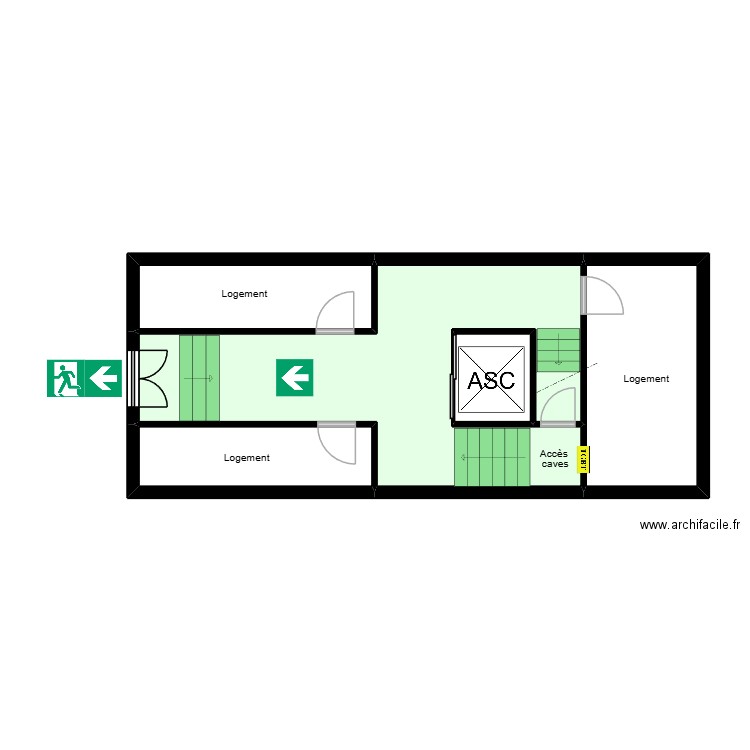 François de Salles. Plan de 5 pièces et 54 m2