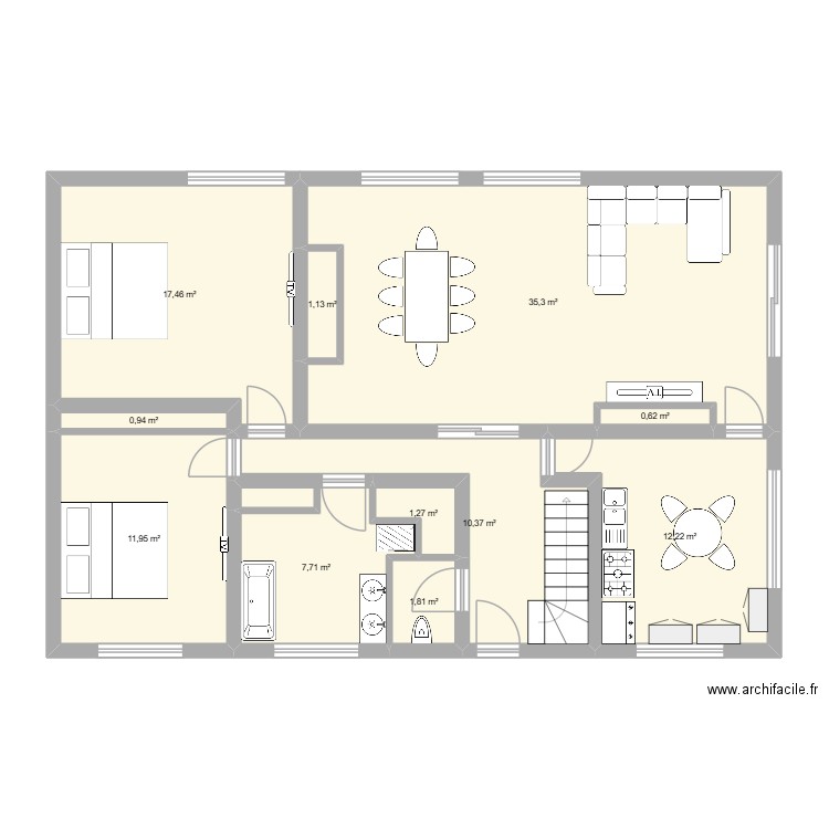 MAISON BEAUVAIS1. Plan de 11 pièces et 101 m2
