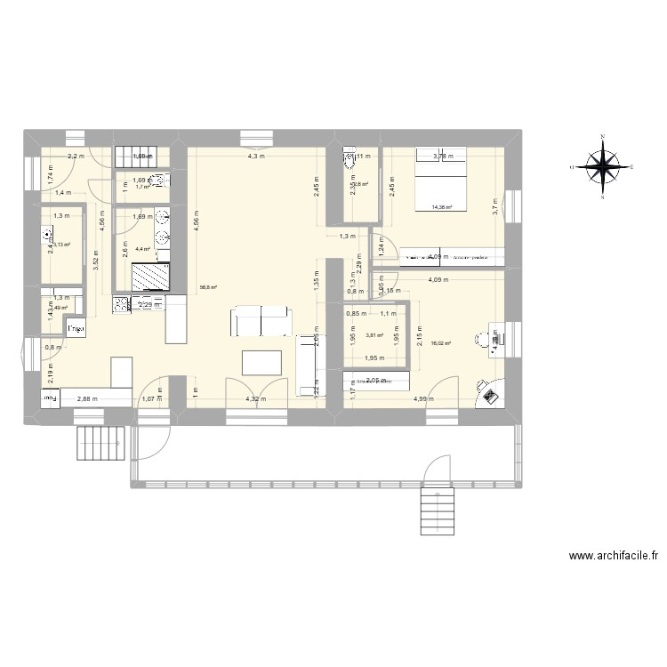 Sanverne projet renov. Plan de 10 pièces et 105 m2