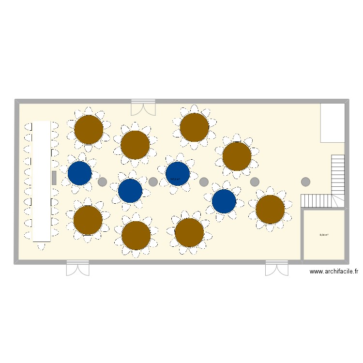 Salle 1. Plan de 2 pièces et 196 m2