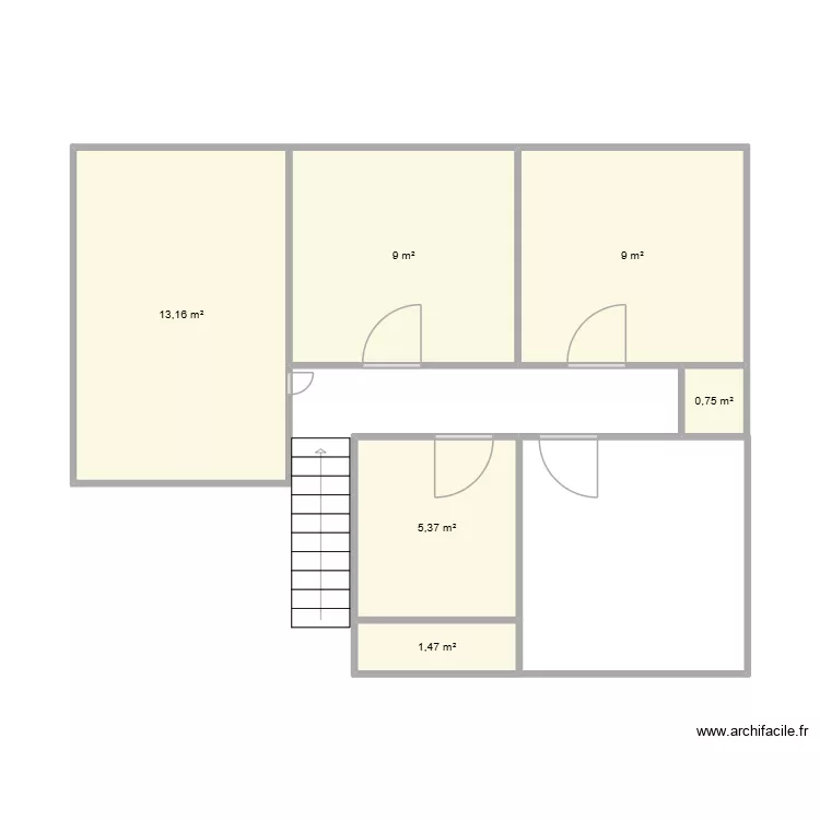 Lattes +1. Plan de 6  et 39 m²
