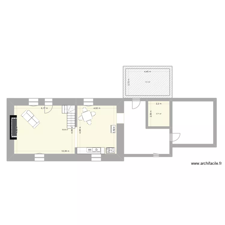 Plan am&eacute;nagement. Plan de 3  et 68 m²
