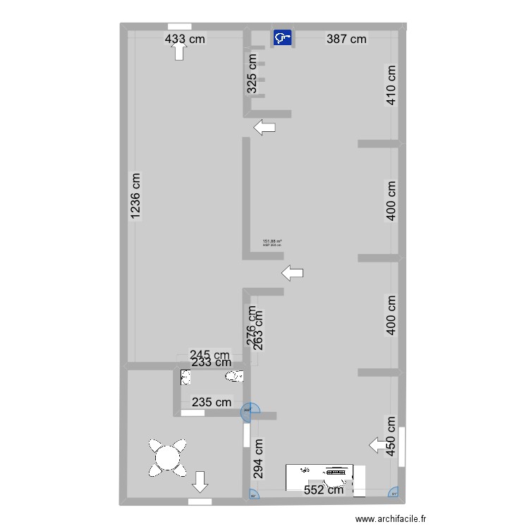 Plan du magasin k. Plan de 2 pièces et 168 m2