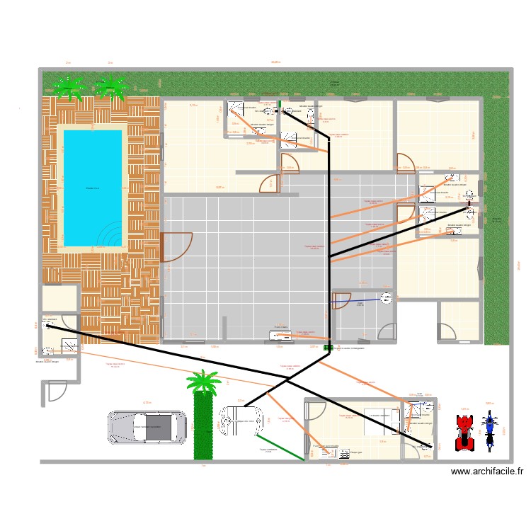 MAISON r&eacute;seau &eacute;vacuation. Plan de 0 pièce et 0 m2