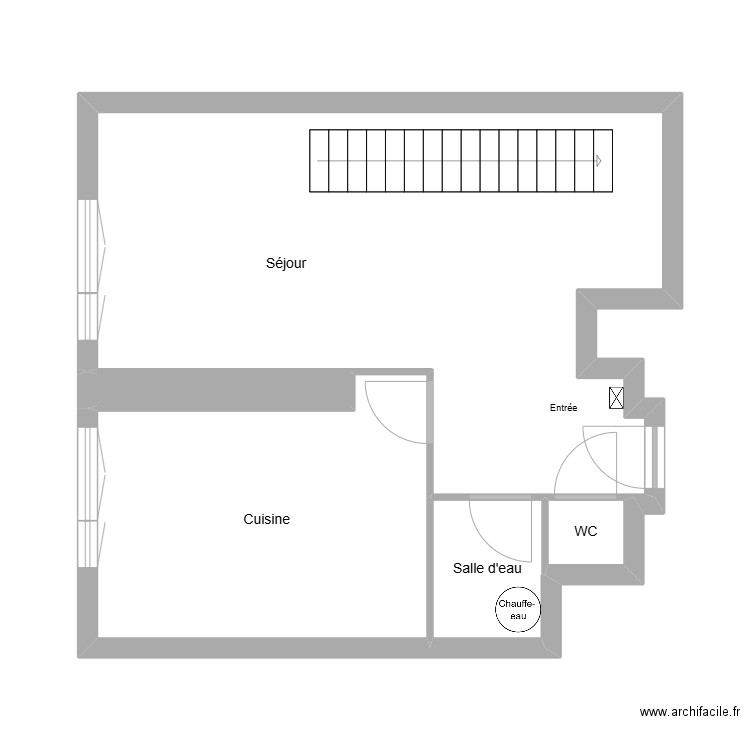 Marquegnies rdc non meublé. Plan de 5 pièces et 45 m2