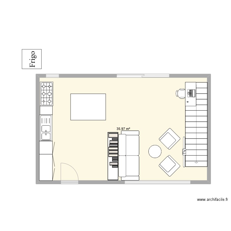 Grainville RDC02. Plan de 1 pièce et 36 m2
