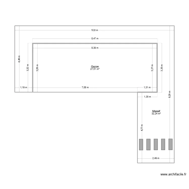 Espace_piscine. Plan de 2  et 60 m²