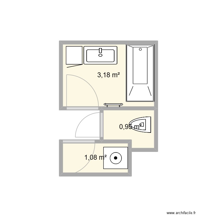 TORCY. Plan de 3 pièces et 5 m2
