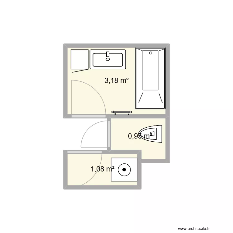 TORCY. Plan de 3 pièces et 5 m²