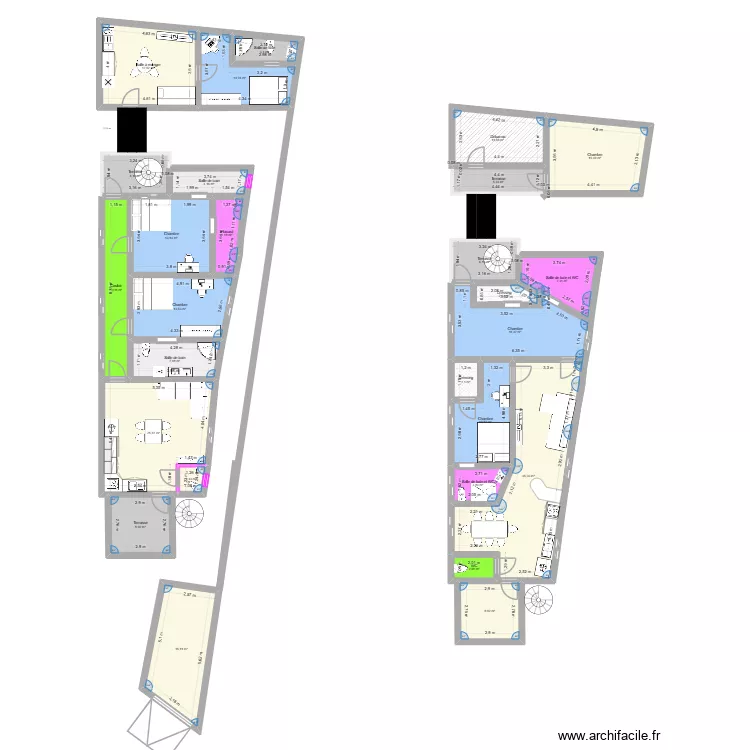 1er &eacute;tage Adidogom&eacute;. Plan de 27  et 268 m²