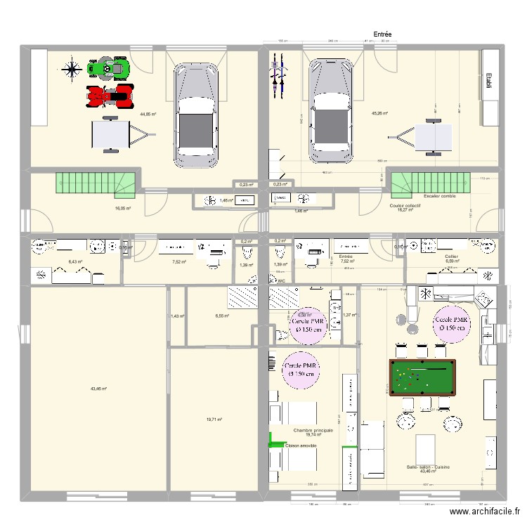 Jean Logt doublé. Plan de 39 pièces et 453 m2