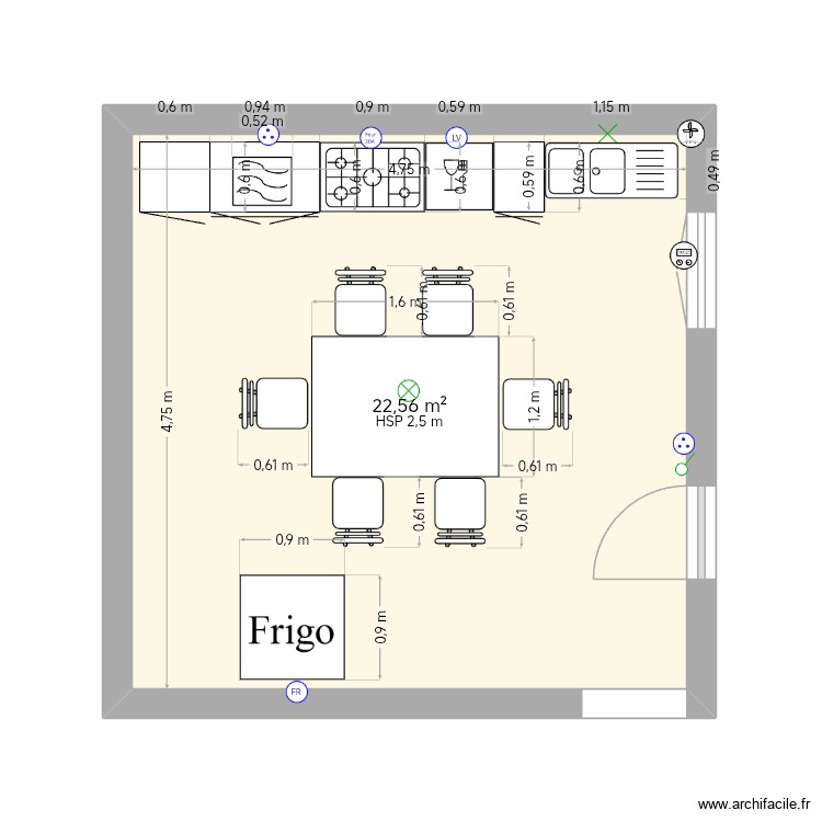 cuisine 1. Plan de 0 pièce et 0 m2